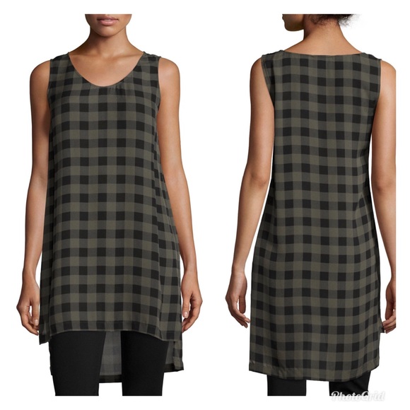 Eileen Fisher Tops - Eileen Fisher Silk Buffalo Plaid Tunic XL